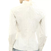Nili Lotan Striped Ruffle Buttondown Shirt Blouse Top