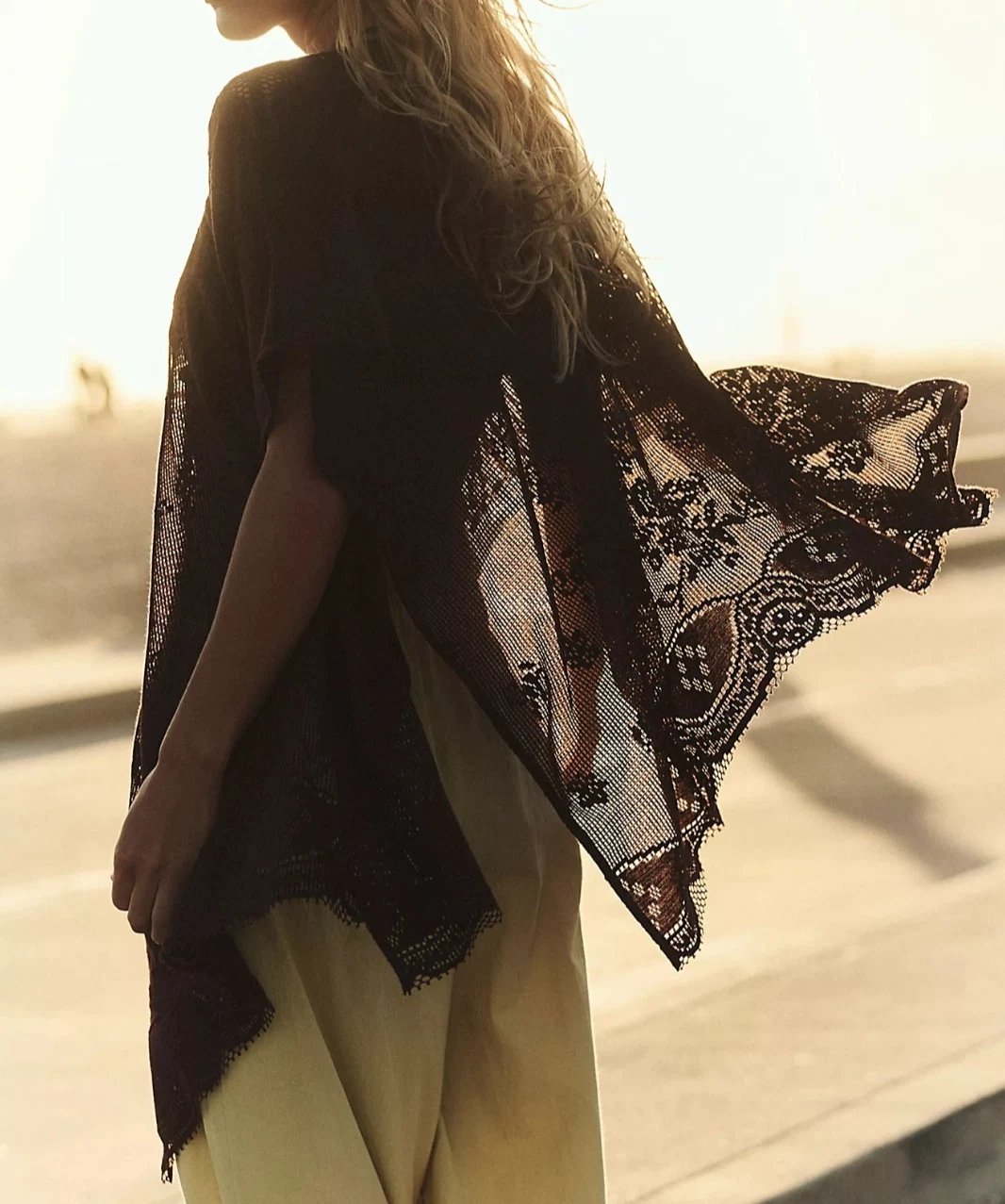 Free People Elsa Poncho Cropped Top