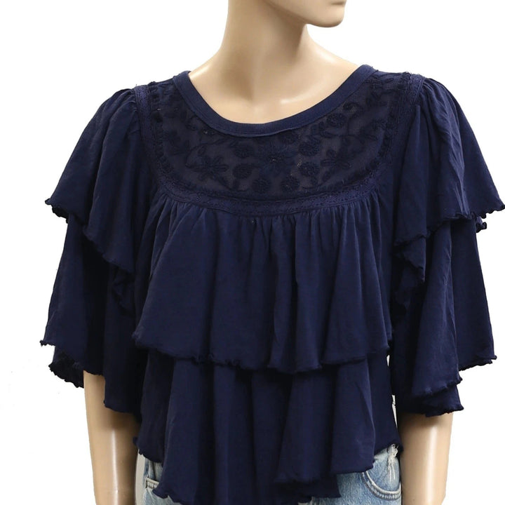 Free People Rose Party Tee Blouse Top
