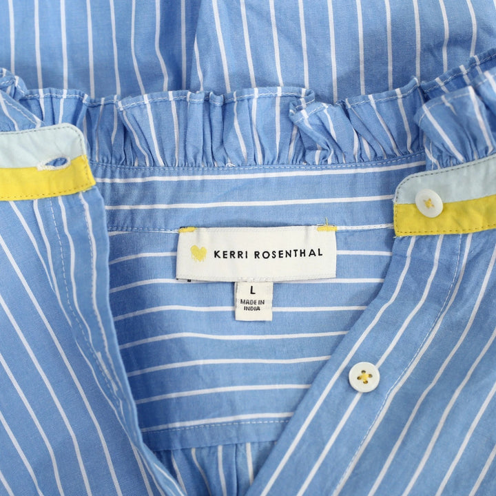 Kerri Rosenthal Mia Stripe Ruffle Shirt Top