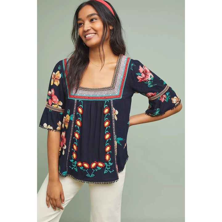 Anthropologie Dakota Embroidered Blouse Top