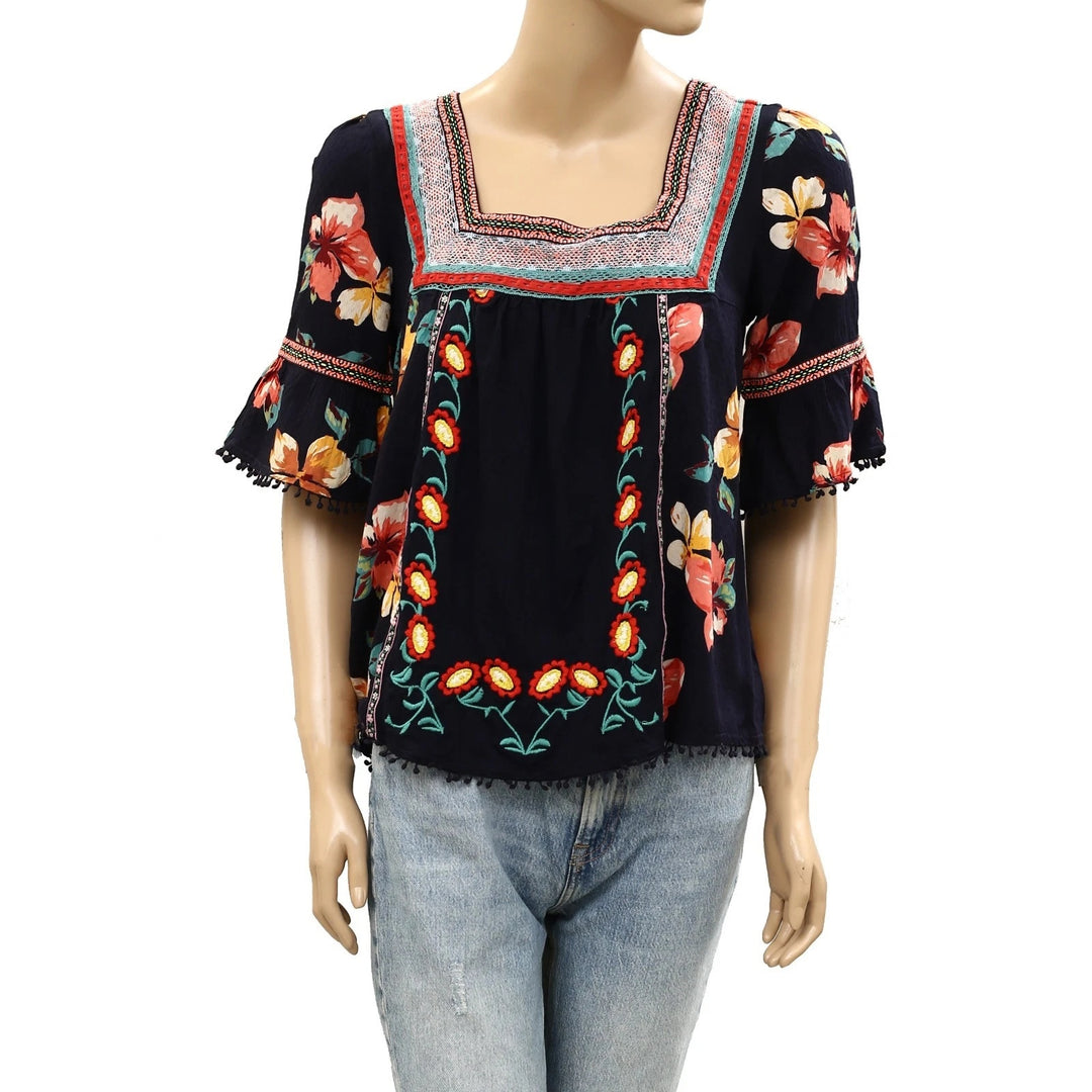 Anthropologie Dakota Embroidered Blouse Top