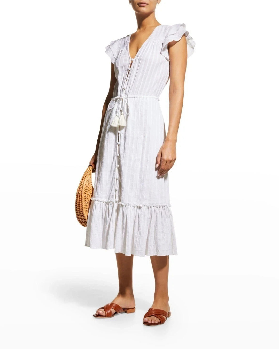 Veronica Beard Tinzia Lurex-Striped Midi Dress
