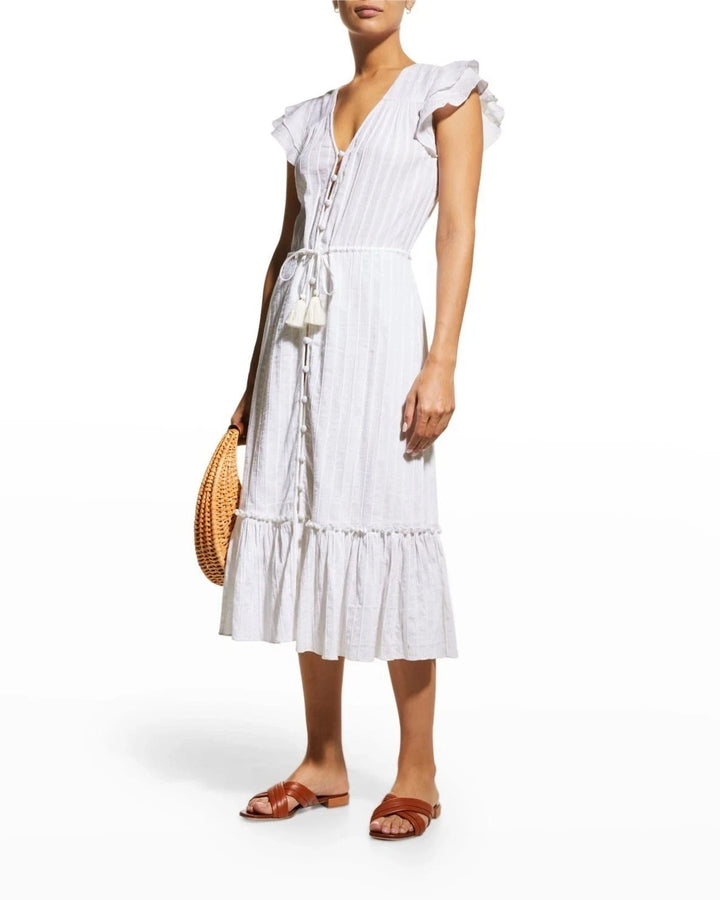 Veronica Beard Tinzia Lurex-Striped Midi Dress