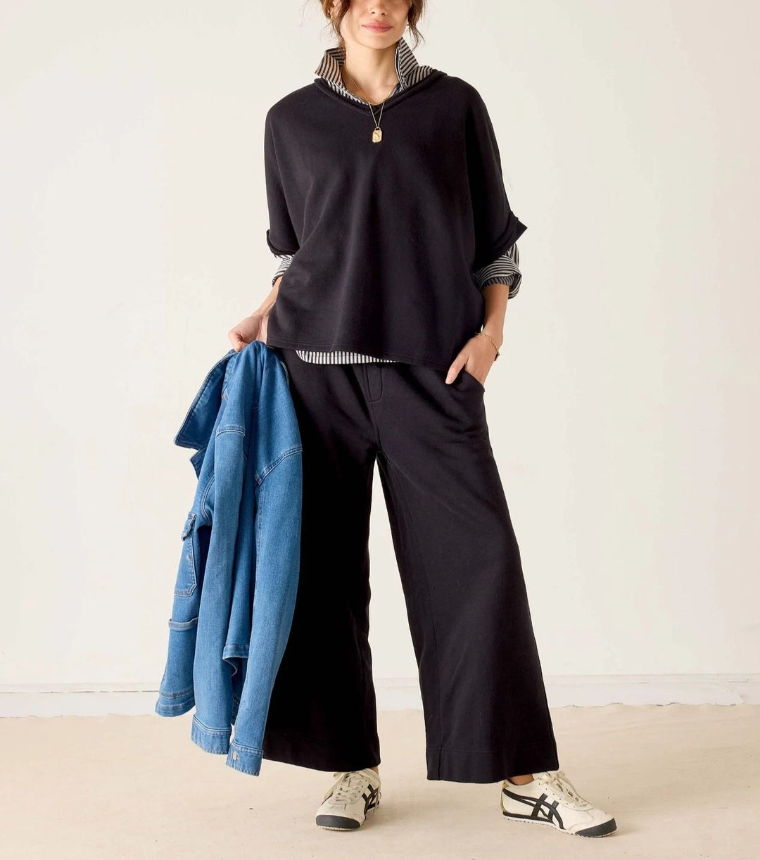 Voyageur By Mersea Frenchie Raw Edge V-Neck Sweatshirt Top