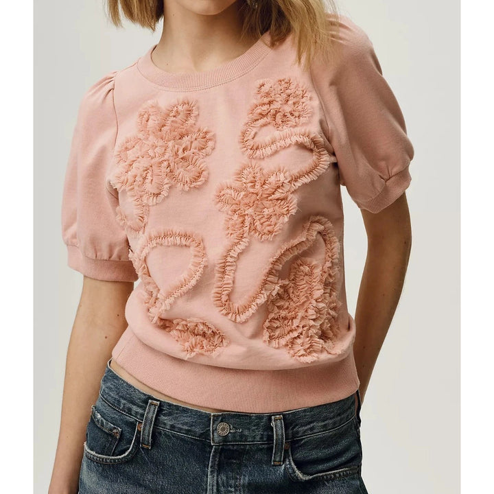 Maeve By Anthropologie Puff-Sleeve Floral Blouse Top