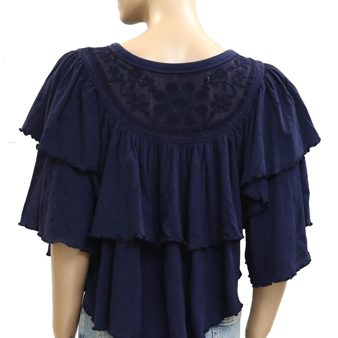 Free People Rose Party Tee Blouse Top