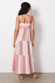Faherty Sarah Tiered Striped Printed Maxi Long Dress S