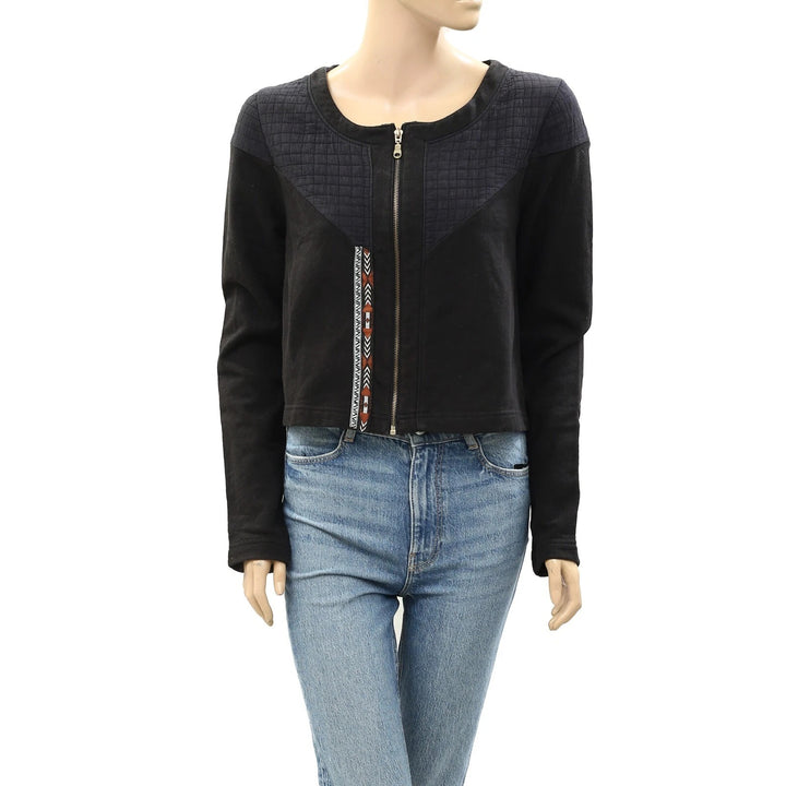 Ecote Urban Outfitters Quilted Cropped Black Jacket Top