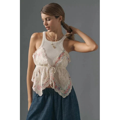By Anthropologie Pieced Scarf Tank Blouse Top