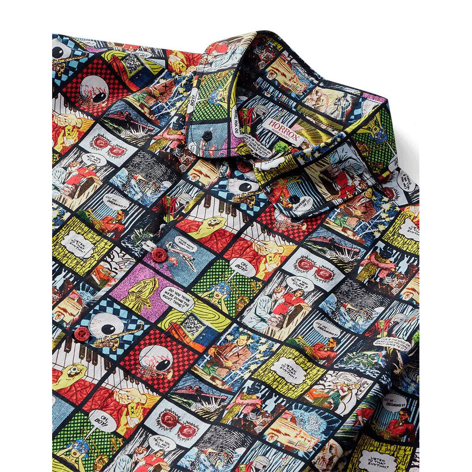 Horrox Men's We Love Music Comic Strip Shirt