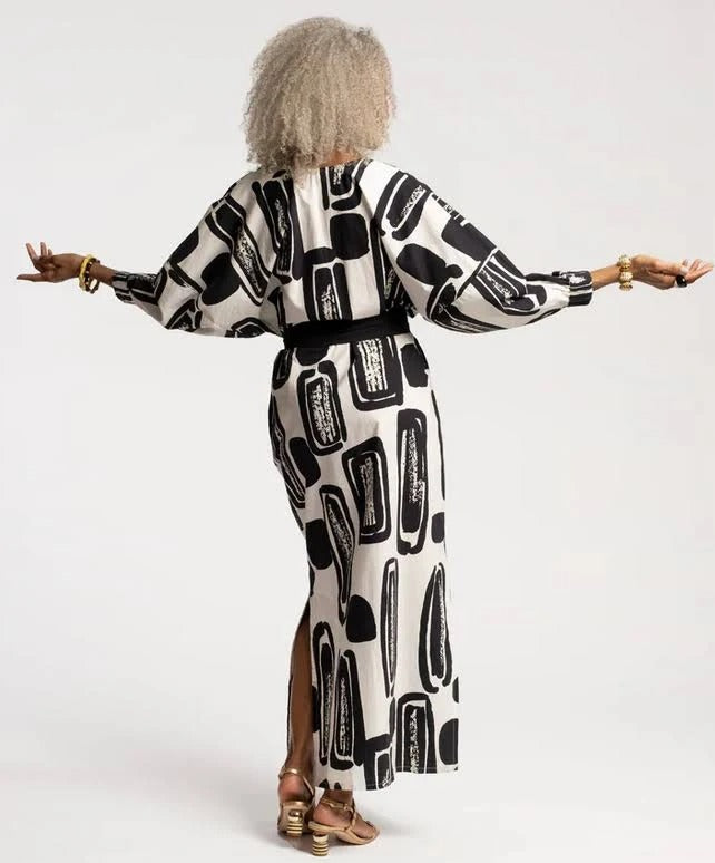 Frances Valentine Rosa Caftan Flintstone Printed Midi Dress