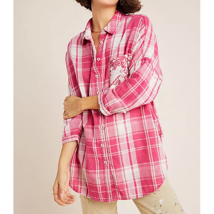 Pilcro and The Letterpress Anthropologie Boyfriend Shirt Top