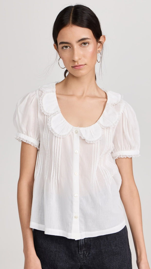 Sandy Liang Marl Blouse Top