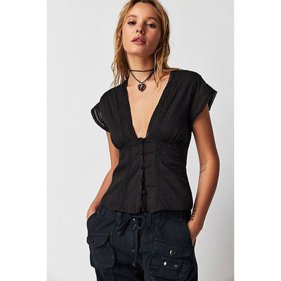 Free People Solid Landy Blouse Top