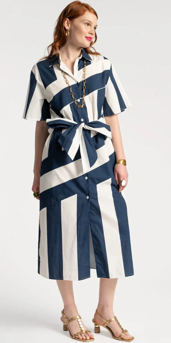 Frances Valentine Amanda Striped Midi Shirtdress