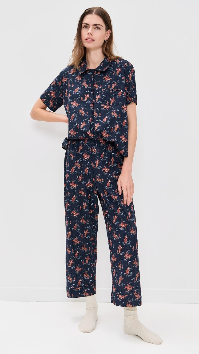 THE GREAT. The Short Sleeve Horse print Tunic Shirt Top