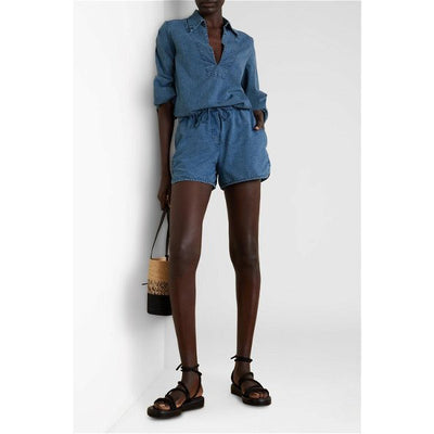 Nili Lotan Tilly Cotton Chambray Shorts