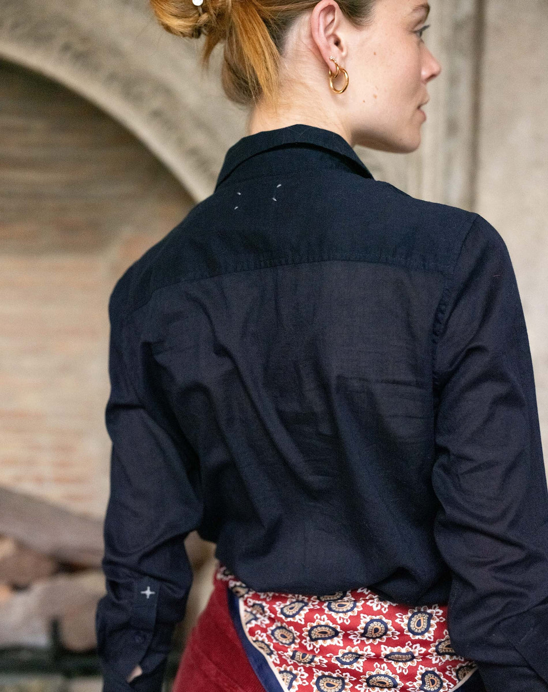 Voyageur by MERSEA Tuxedo Ruffle Shirt Top