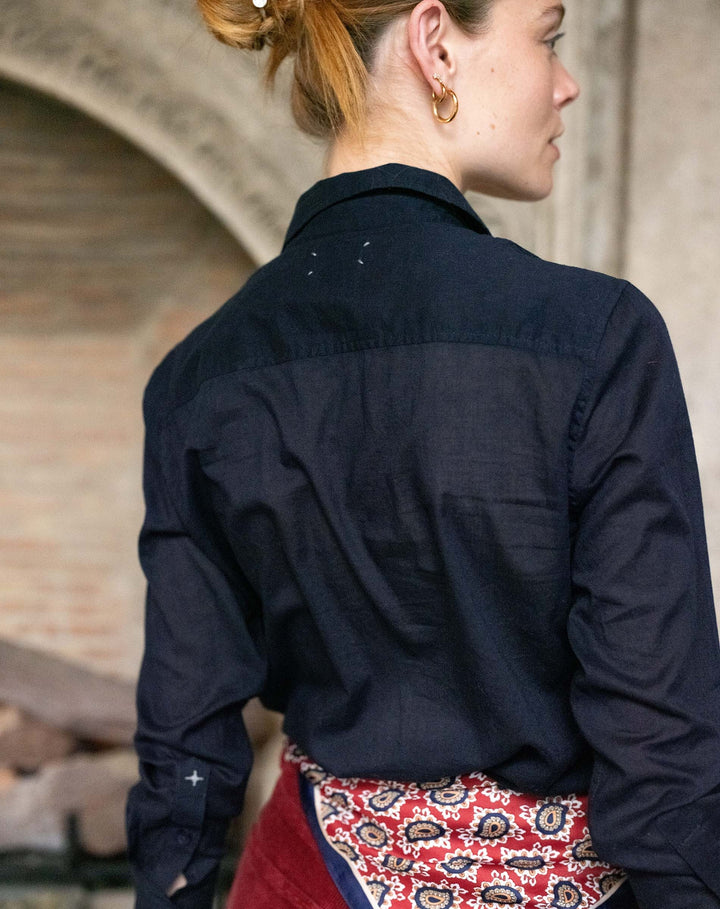 Voyageur by MERSEA Tuxedo Ruffle Shirt Top