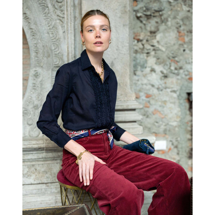 Voyageur by MERSEA Tuxedo Ruffle Shirt Top