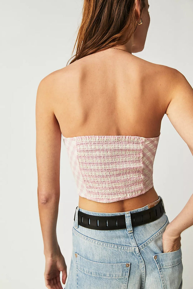 Free People Leilani Gingham Cropped Tube Top