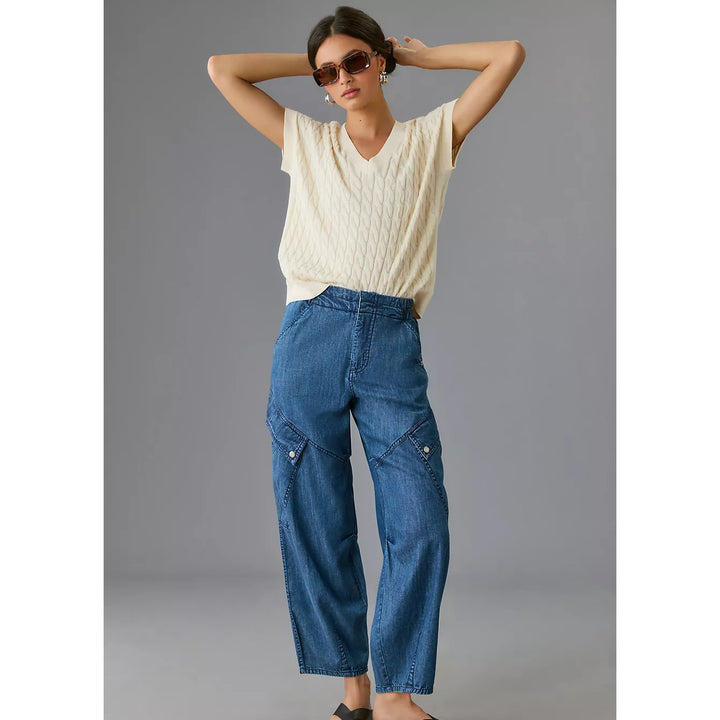 Anthropologie Pilcro Utility Curve Mid-Rise Relaxed-Leg Jeans Pants