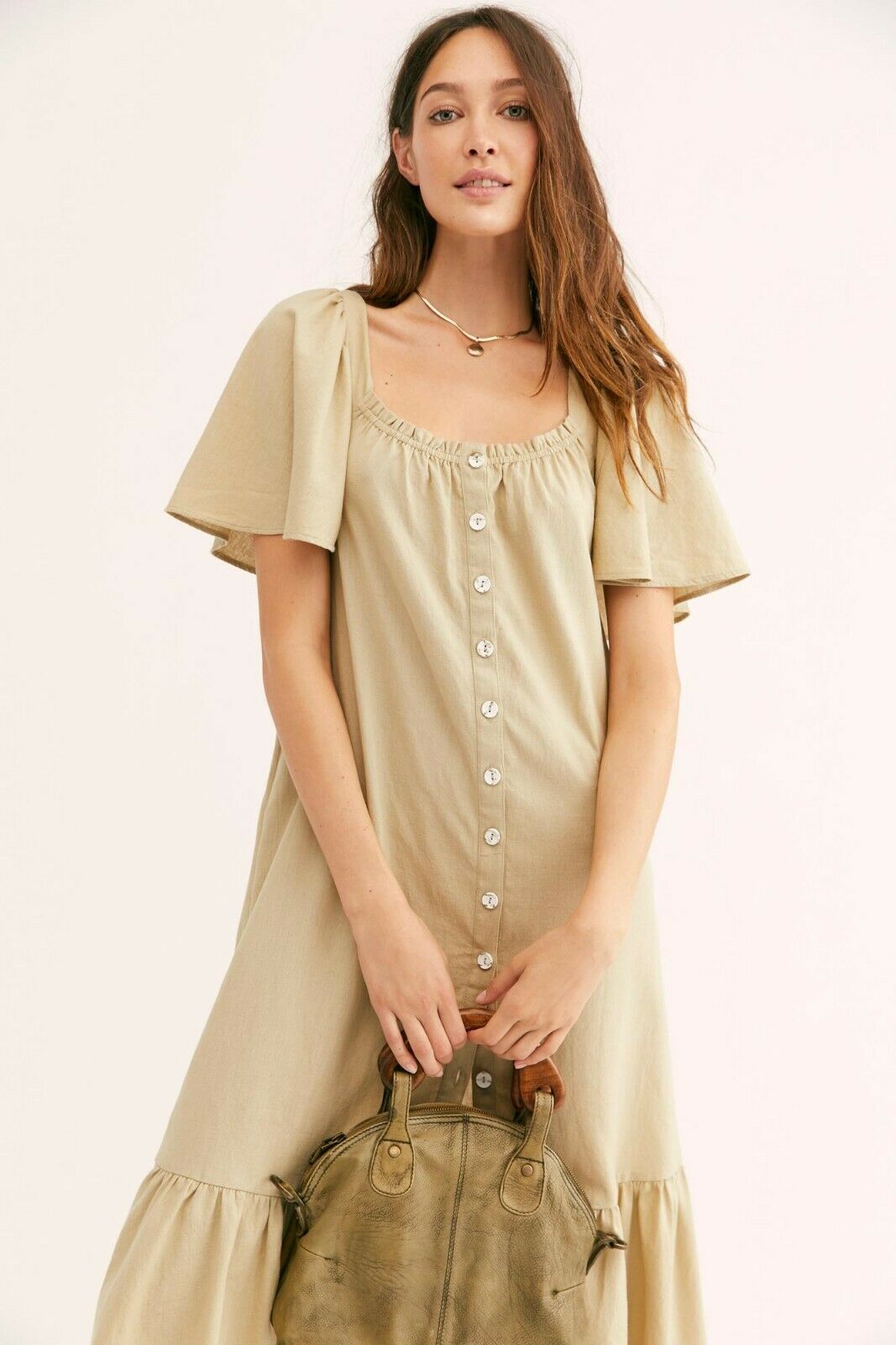 Free People Sweet Sunday Solid Midi Dress