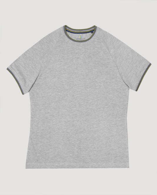 Larsson & Co Grey Melange Rib Solid Men's T-Shirt