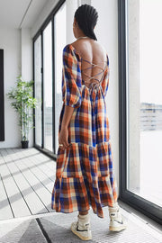Urban Outfitters UO Lottie Strappy Check Print Midi Dress