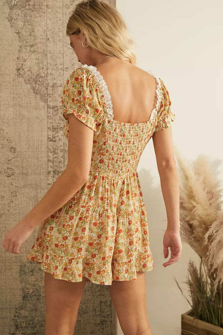 Urban Outfitters UO Floral Lilly Tie-Front Playsuit Romper Dress