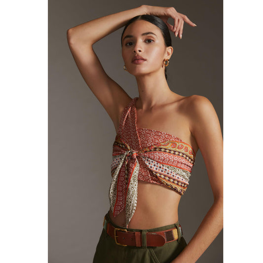 By Anthropologie Single-Shoulder Scarf Cropped Top S