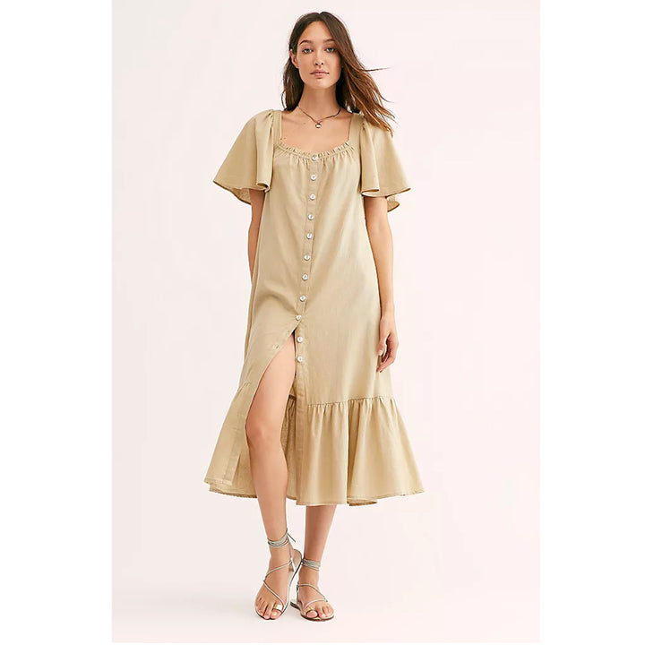 Free People Sweet Sunday Solid Midi Dress