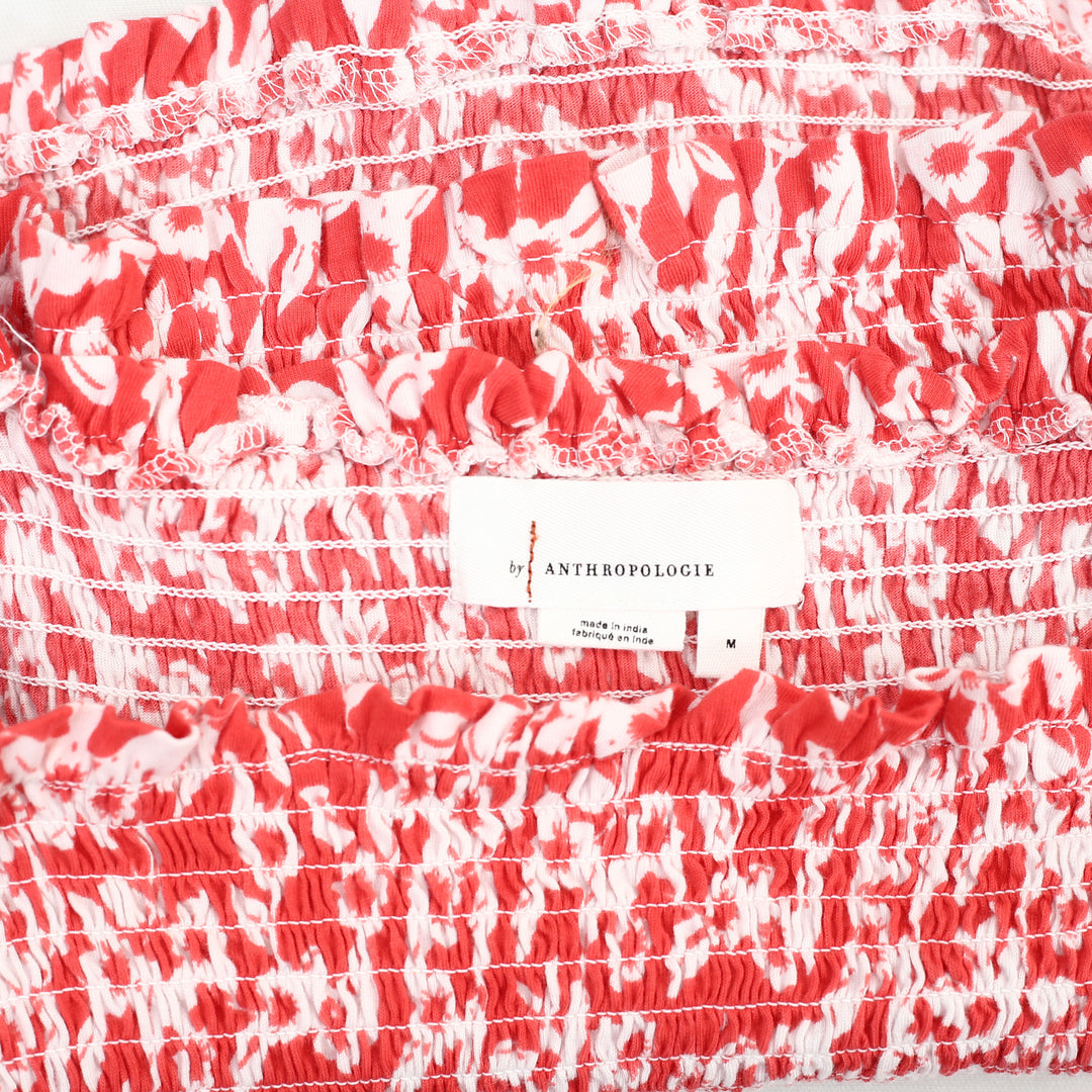 Anthropologie Smocked Eyelet Blouse Cropped Top