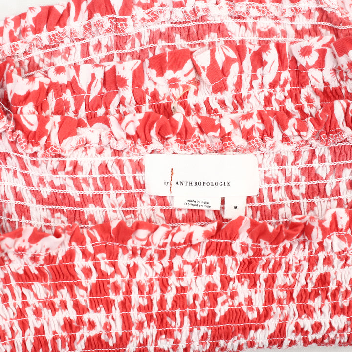 Anthropologie Smocked Eyelet Blouse Cropped Top