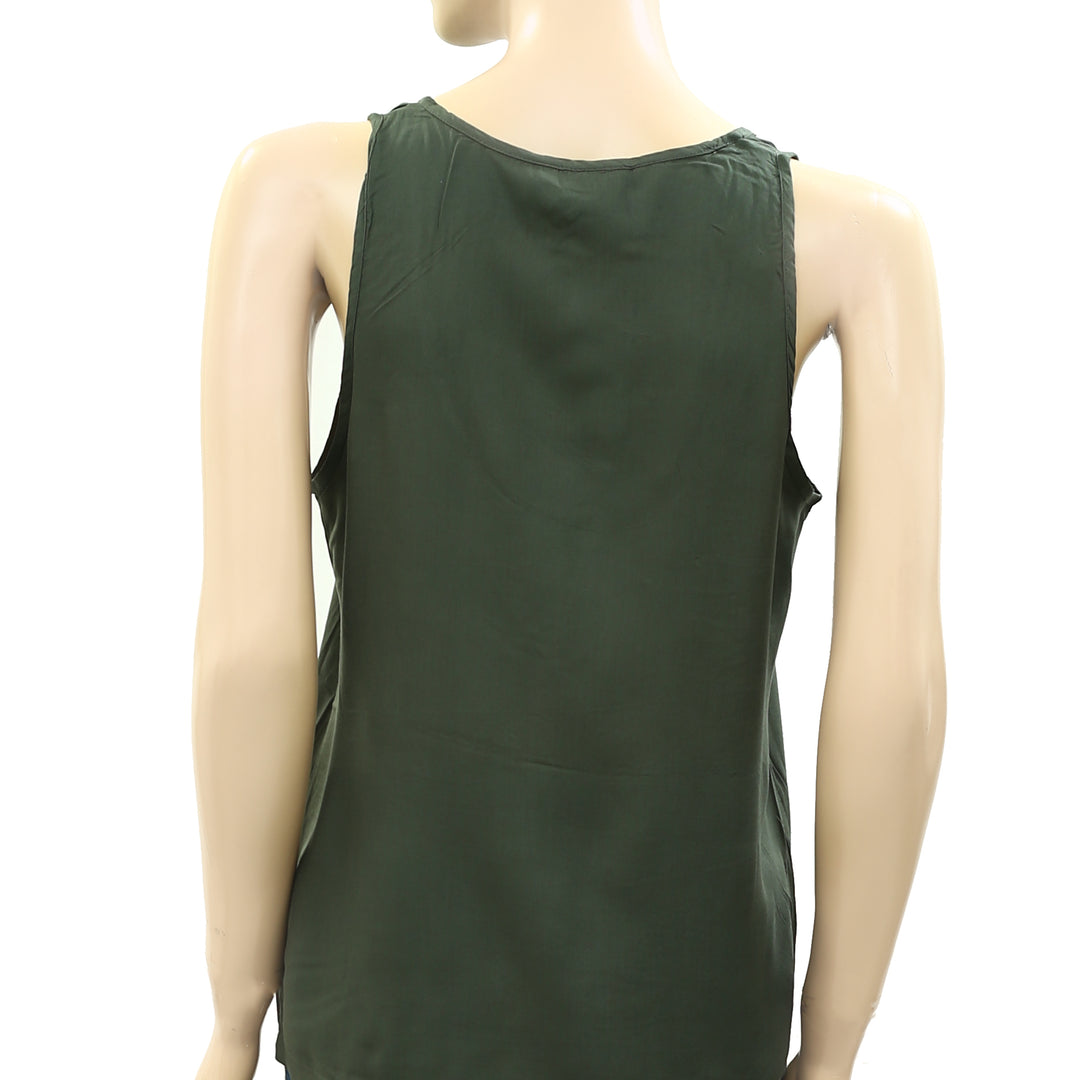 Farm Rio Anthropologie Basic Green Tank Blouse Top