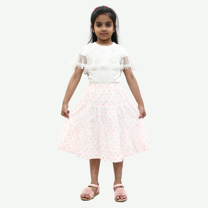 Bonpoint Jupe Floral Printed Tiered Skirt 3-4 Years