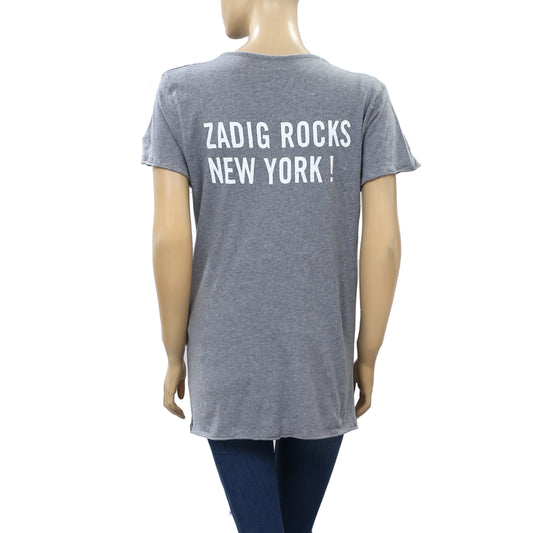 Zadig & Voltaire "Zadig Rocks New York" Printed T-Shirt Top L