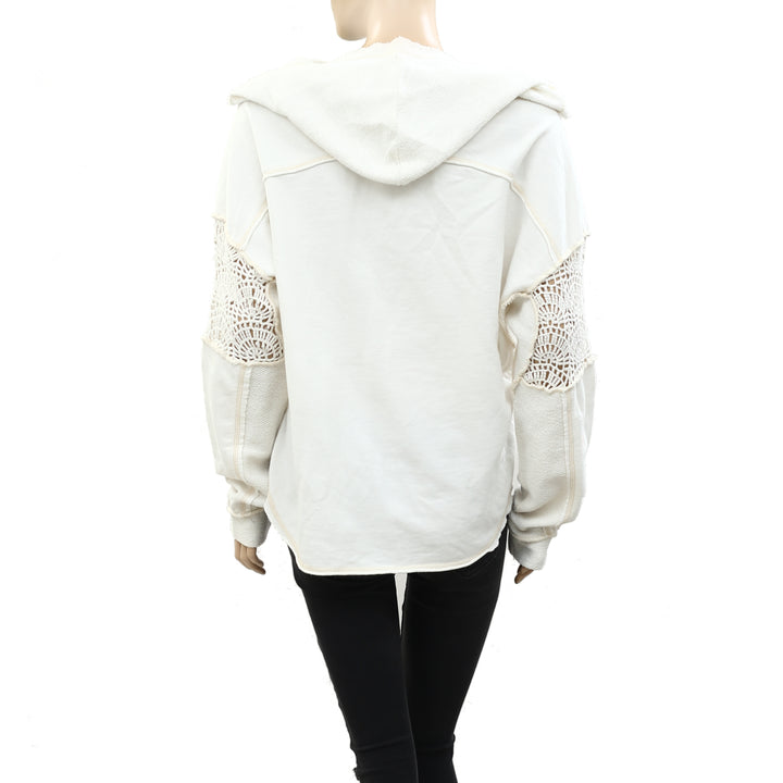 BDG Urban Outfitters Bowen Crochet Hoodie Sweatshirt Top