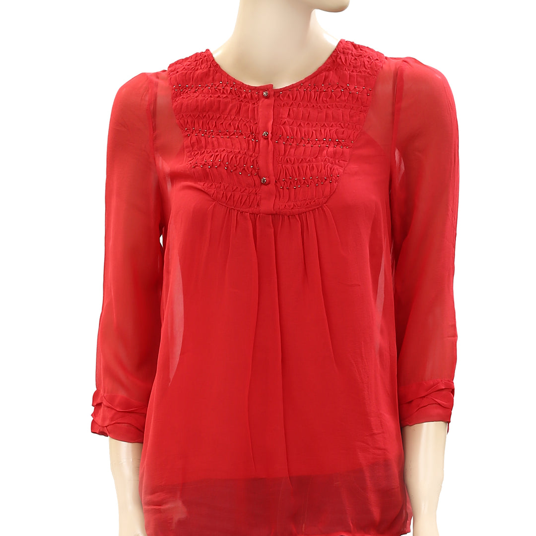 Saivana Anthropologie Beaded Embellished Tunic Top S