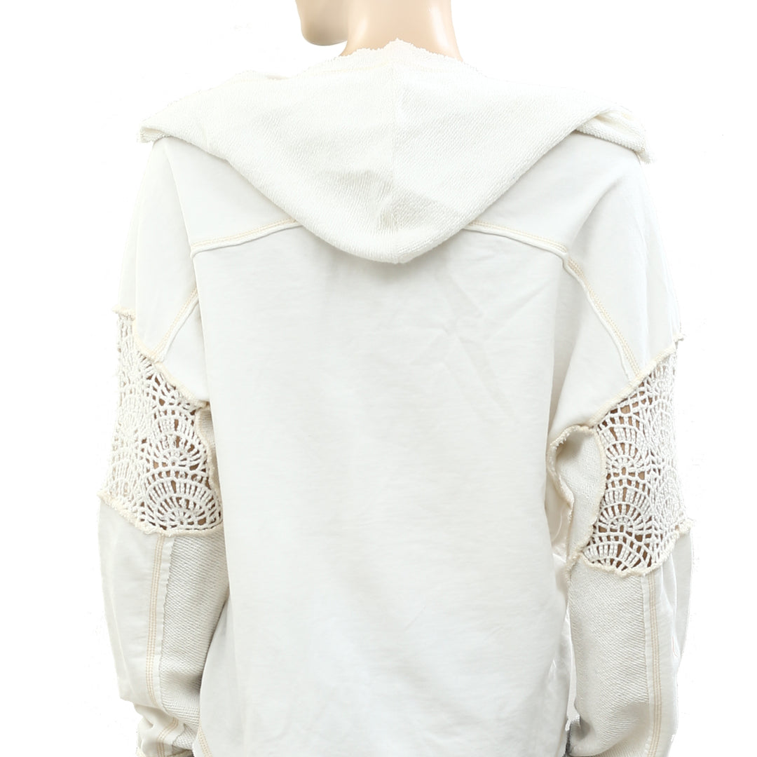 BDG Urban Outfitters Bowen Crochet Hoodie Sweatshirt Top