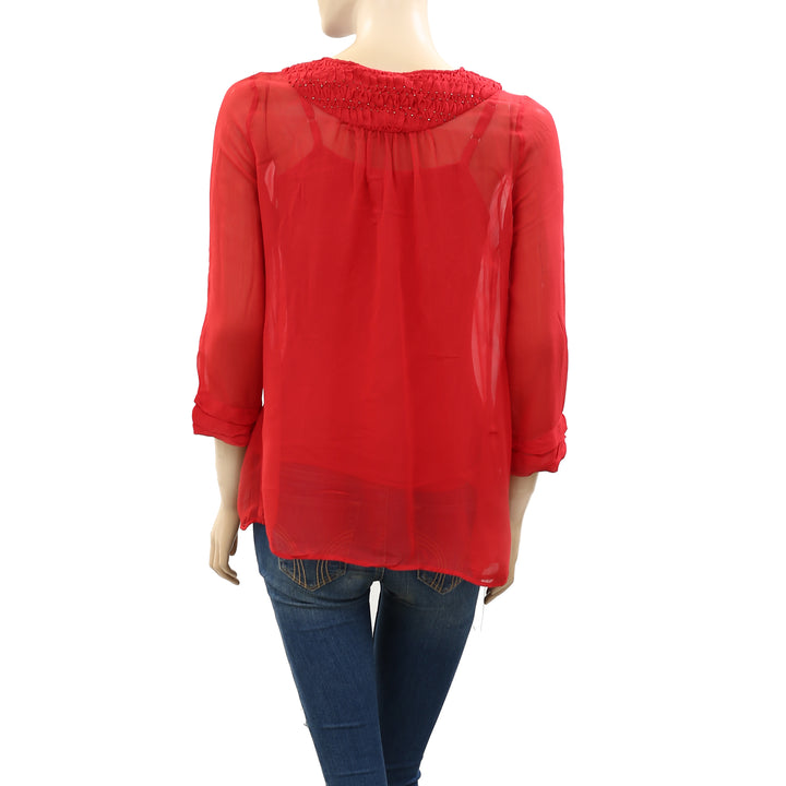 Saivana Anthropologie Beaded Embellished Tunic Top S