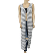 April Cornell Striped Printed Cardigan Coverup Maxii Top