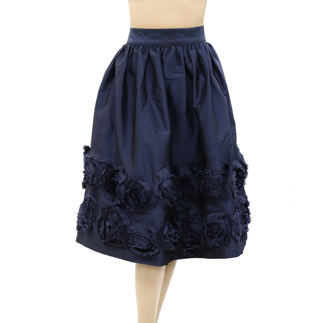 Frances Valentine Barbara Flowers Shantung Skirt