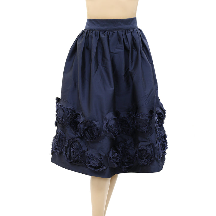 Frances Valentine Barbara Flowers Shantung Skirt