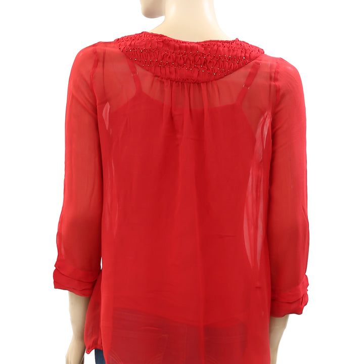 Saivana Anthropologie Beaded Embellished Tunic Top S