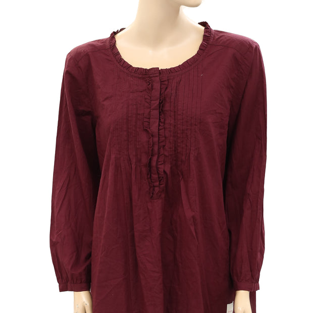Odd Molly Anthropologie Solid Ruffle Tunic Shirt Top