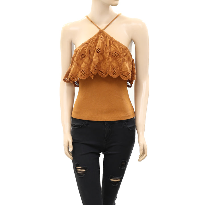 Anthropologie Ruffled Halter Tank Blouse Top