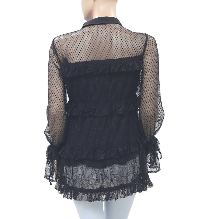 AllSaints Floral Lace Tiered Tunic Top