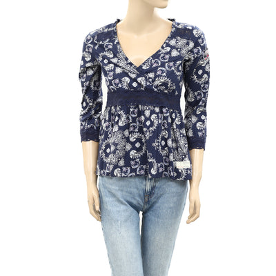 Odd Molly Anthropologie Floral Paisley Print Wrap Top